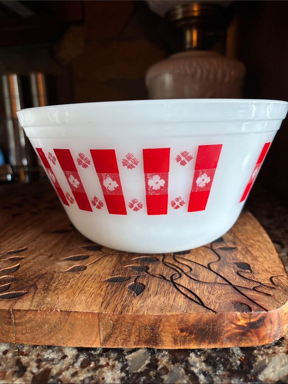 White and Red Patterned Mixing Bowl - Classic Kitchen Serve & Store